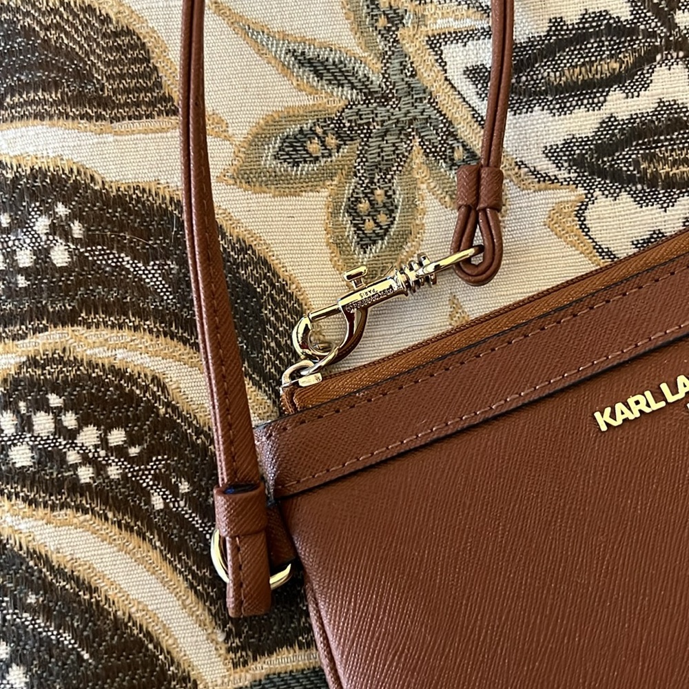 Karl Lagerfeld Paris Caramel Wristlet Wallet - Picture 3 of 13